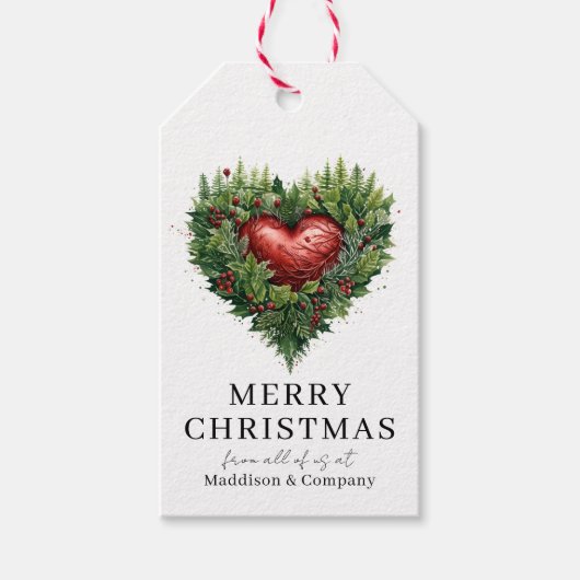 Festive Evergreen Heart ギフトタグ (正面)