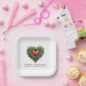 Festive Evergreen Heart ペーパープレート (パーティー)