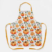 Festive Fall Pumpkins and Chrysanthemums エプロン (正面)