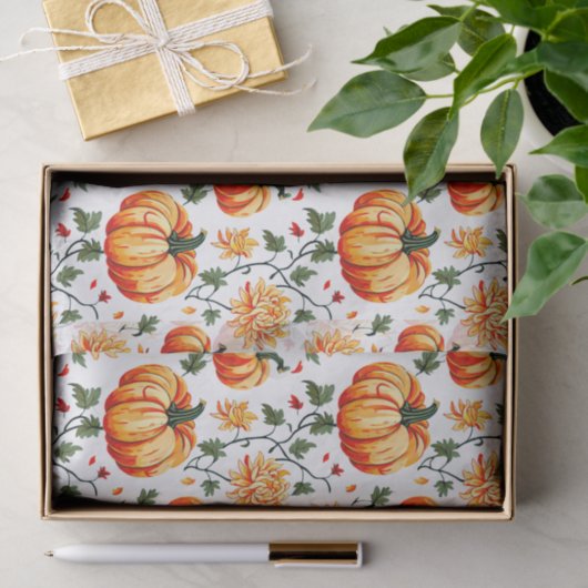 Festive Fall Pumpkins and Chrysanthemums 薄葉紙 (ギフト)