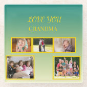 Festive Family Collage with Gold Script ガラスコースター (正面)