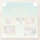Festive Family Collage with Gold Script ガラスコースター (裏面)