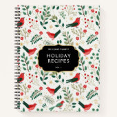 Festive Family Name Holly Birds Holiday Recipes ノートブック (正面)