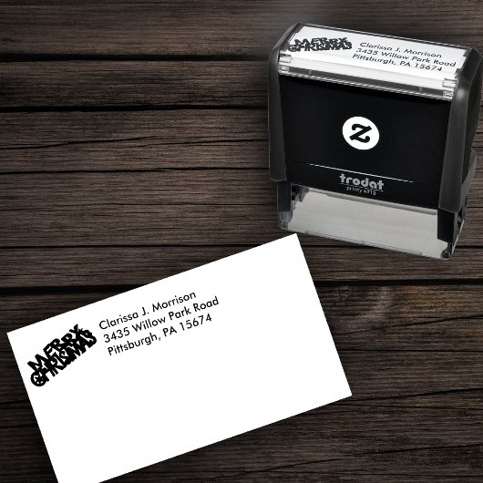 Festive Fancy Letters Merry Christmas Stars セルフインキングスタンプ