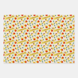 Festive Farmhouse Pears Boho Christmas Kitchen ラッピングペーパーシート