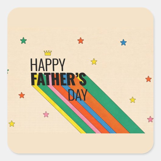 Festive Father's Day Star & Stripe Sticker スクエアシール