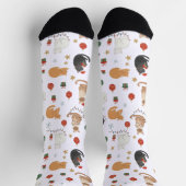 Festive Feline Christmas Holiday Pattern Socks ソックス (上部)