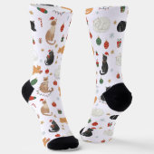 Festive Feline Christmas Holiday Pattern Socks ソックス (傾斜あり)