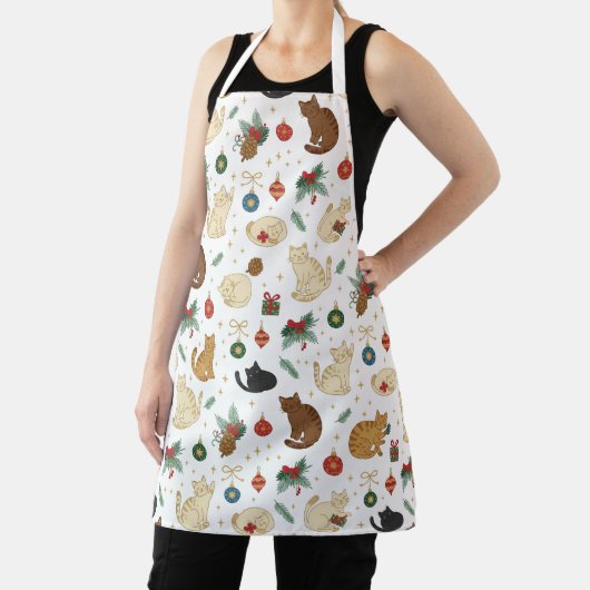 Festive Feline Christmas Pattern Apron エプロン (インサイチュ)