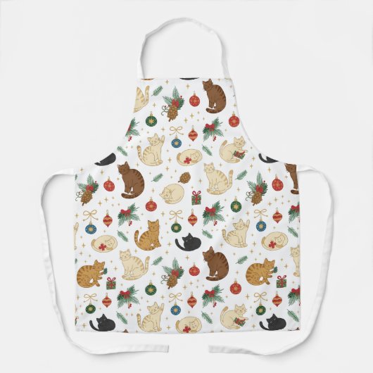 Festive Feline Christmas Pattern Apron エプロン (正面)