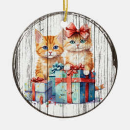 Festive Feline Friends Christmas Ornament セラミックオーナメント