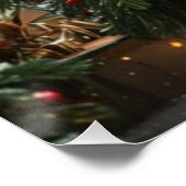 Festive fir trees decorated with garlands ポスター (コーナー)