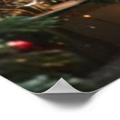 Festive fir trees decorated with garlands ポスター (角)