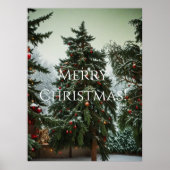 Festive fir trees decorated with garlands ポスター (正面)