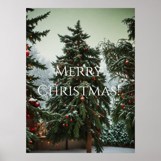 Festive fir trees decorated with garlands  ポスター (正面)