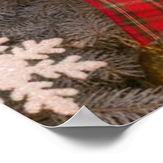 Festive fir trees decorated with garlands  ポスター (角)