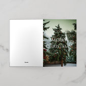 Festive fir trees decorated with garlands  箔グリーティングカード (外側レイダウン)