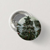 Festive fir trees decorated with garlands  缶バッジ (正面&裏面)