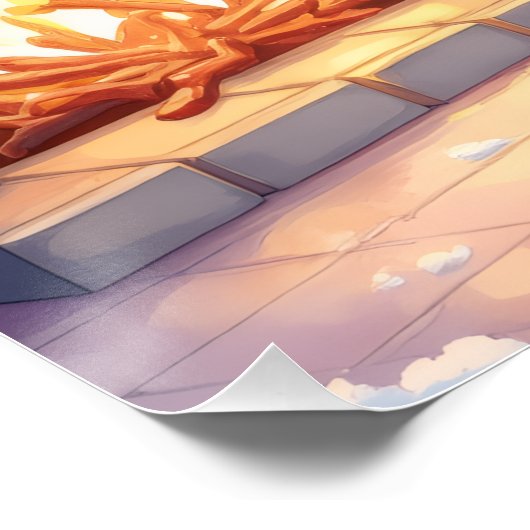 Festive Fireplace Boxer Christmas Art ポスター (コーナー)