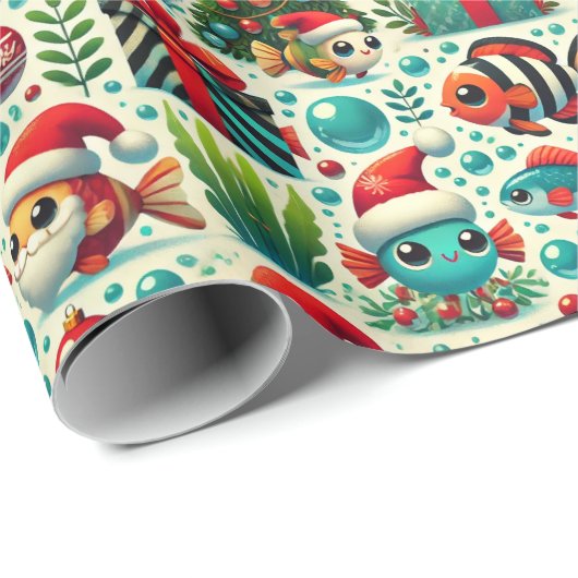 Festive Fish Christmas Wrapping Paper ラッピングペーパー (ロールコーナー)