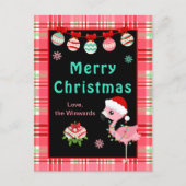 Festive Flamingo Merry Christmas シーズンポストカード (正面)