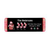 Festive Flamingos and Pink Plaid ラベル (正面)