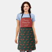 Festive Floral Christmas Baking Crew Apron エプロン (着用した状態)
