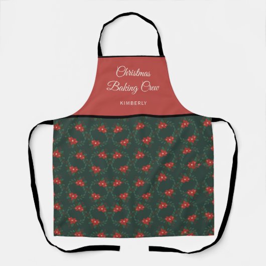Festive Floral Christmas Baking Crew Apron エプロン (正面)