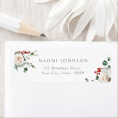 Festive Floral Christmas Holiday Return Address ラベル (インサイチュ)
