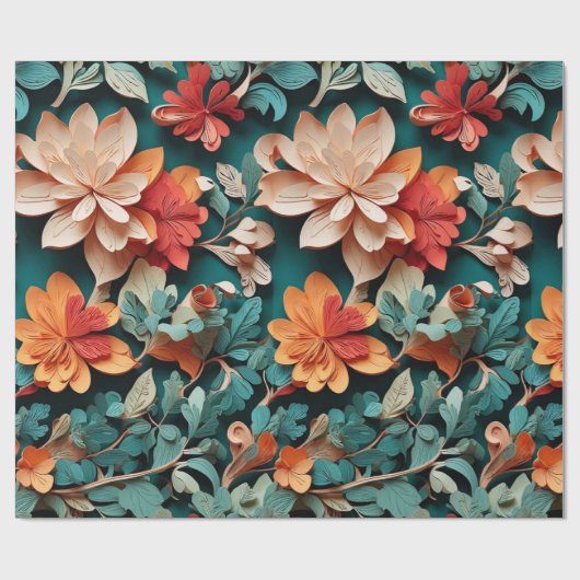 Festive Floral Elegance ラッピングペーパー (フラット)