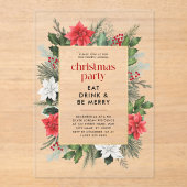 Festive Floral Frame Christmas Party  アクリル招待状 (正面)