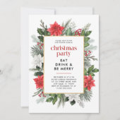 Festive Floral Frame Christmas Party 招待状 (正面)