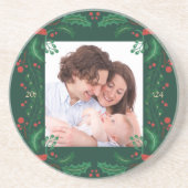 Festive Floral Frame Sandstone Coaster  コースター (正面)