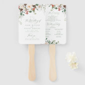 Festive Floral Holiday Winter Wedding Program ハンドファン (正面&裏面)