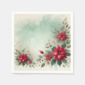 Festive Floral Wash Border Poinsettia Découpage スタンダードカクテルナプキン (正面)