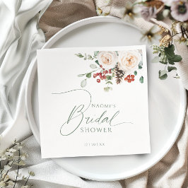 Festive Floral Winter Holiday Bridal Shower  スタンダードカクテルナプキン