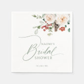 Festive Floral Winter Holiday Bridal Shower  スタンダードカクテルナプキン (正面)