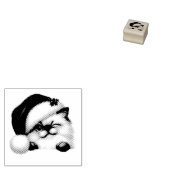 Festive Fluffy Cat Santa Hat Winking Christmas ラバースタンプ (押印)