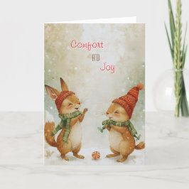 festive forestの squirrel のホリデーカード シーズンカード