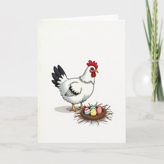 Festive Fowl And Eggs Spring Card カード (正面)