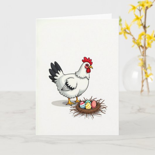 Festive Fowl And Eggs Spring Card カード (黄色い花)