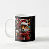Festive Fox With Snow Santa Hat Winter Christmas A コーヒーマグカップ (左)