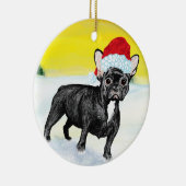 festive french bull dog セラミックオーナメント (右)