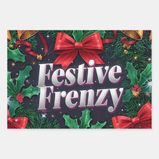 Festive Frenzy Maximalist Holiday ラッピングペーパーシート (正面)