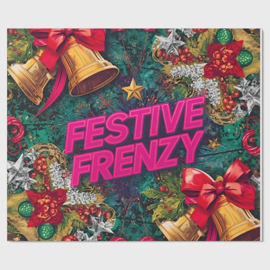 Festive Frenzy Maximalist Holiday ラッピングペーパー (フラット)