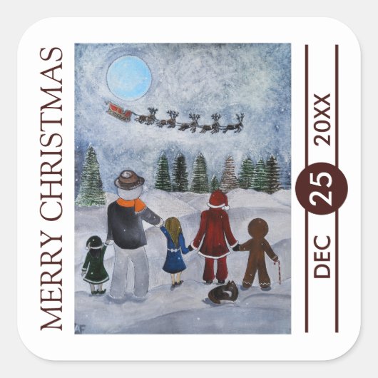 Festive Friends Christmas スクエアシール (正面)