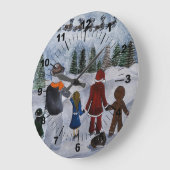Festive Friends Painting by Alfred Fox ラージ壁時計 (傾斜)