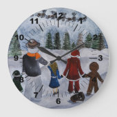 Festive Friends Painting by Alfred Fox ラージ壁時計 (正面)