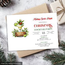 Festive fun Christmas cocktails party invitation 招待状
