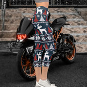 Festive Fun Christmas Tree Winter Reindeer Pattern カプリレギンス